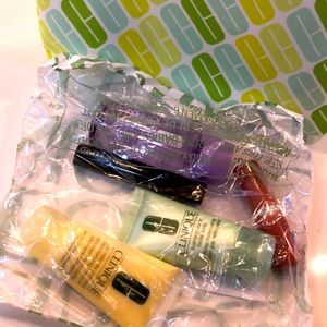 Clinique cosmetic bag & travel size items